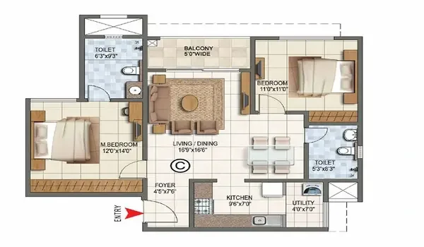 Featured Image of 3 Bhk Type A Floor Plan Sobha Athena