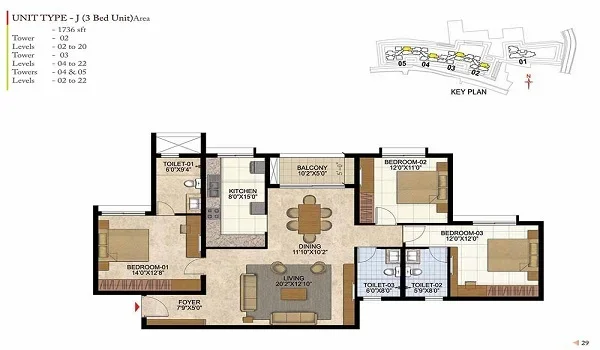 Featured Image of Sobha One World 3 BHK Apartment Floor Plan