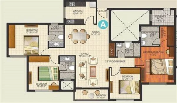 Featured Image of Sobha One World 4 BHK Apartment Floor Plan