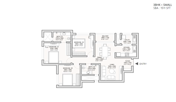Featured Image of Sobha One Residence 1 BHK Floor Plan