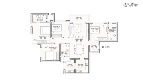Featured Image of Sobha One Residence 3 BHK Floor Plan